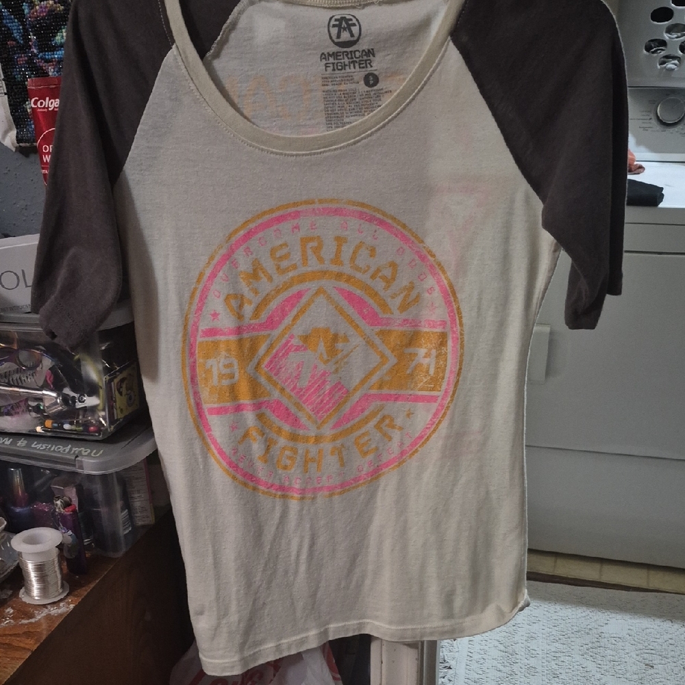 American Fighter Tee - Cream and Brown